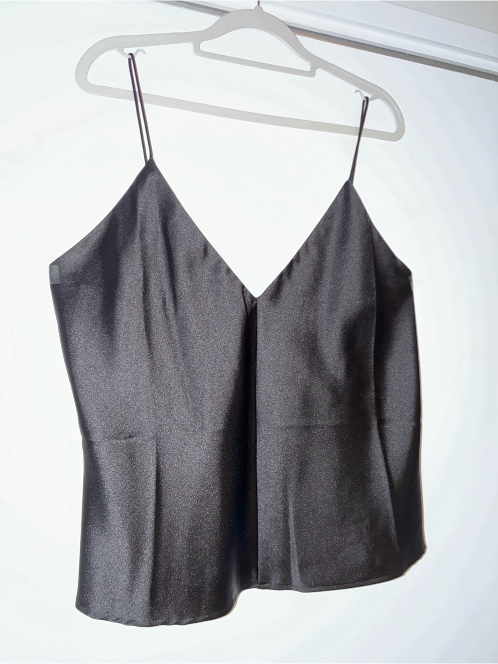 ASOS (10) M Black Satin V-Neck Spaghetti Strap Cami Top